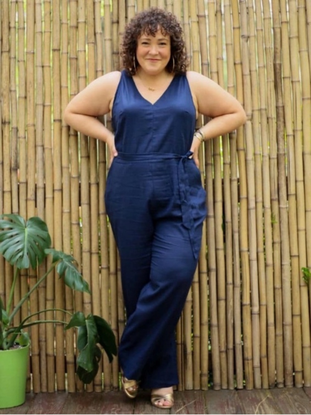 NWT Universal Standard Luna Sleeveless Linen Jumpsuit Navy Size 2X, 18-20